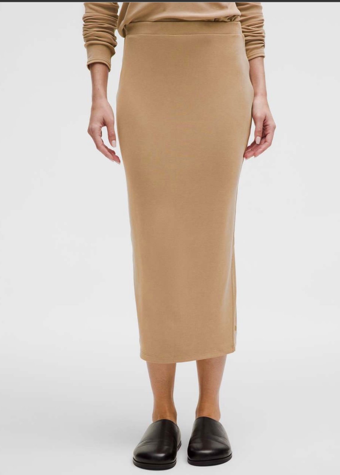 NWT Lululemon Drapey Softstreme Column Midi Skirt - Filbert Tan - Size M