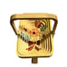 Vintage Collapsible Accordion Wood Folding Fruit Basket Bowl Hand Painted Signed