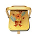 Vintage Collapsible Accordion Wood Folding Fruit Basket Bowl Hand Painted Signed