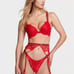 Victoria's Secret Push Up Very Sexy Shine Strap Red 36C Bra Adds 1 Cup Set Thong