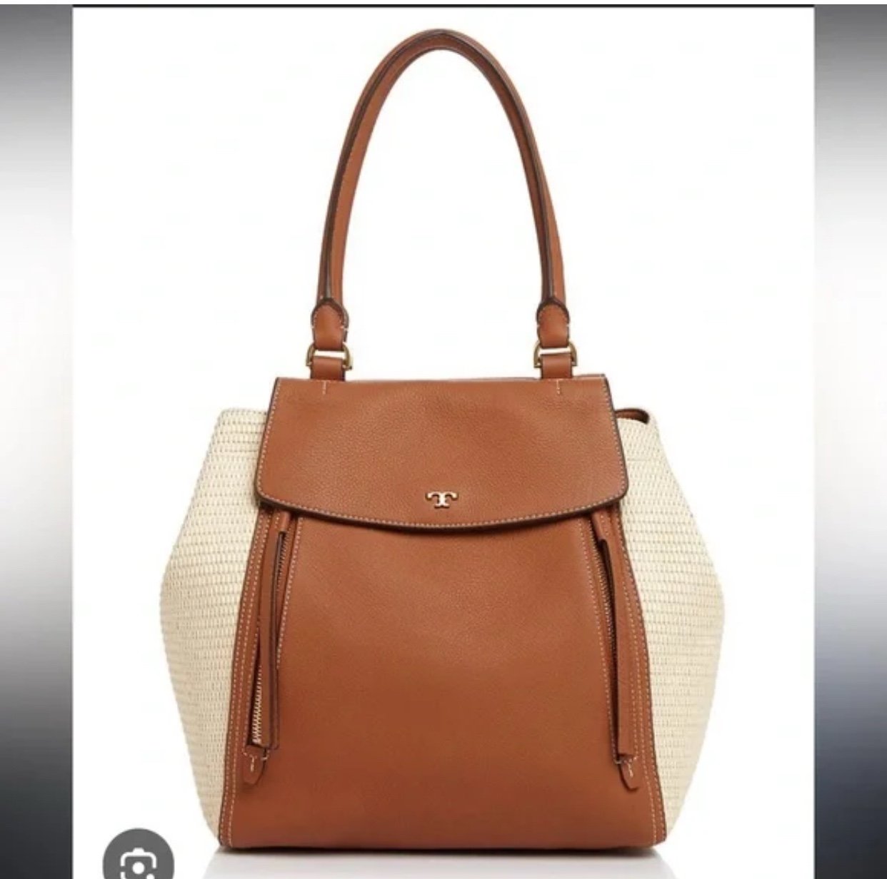 TORY BURCH LARGE HALF MOON STRAW SHOULDER BAG