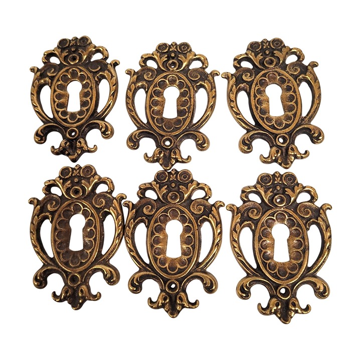 Victorian Style Keyhole Escutcheons Vintage 2 3/8'' x 1 5/8'' Marked K5690 Set