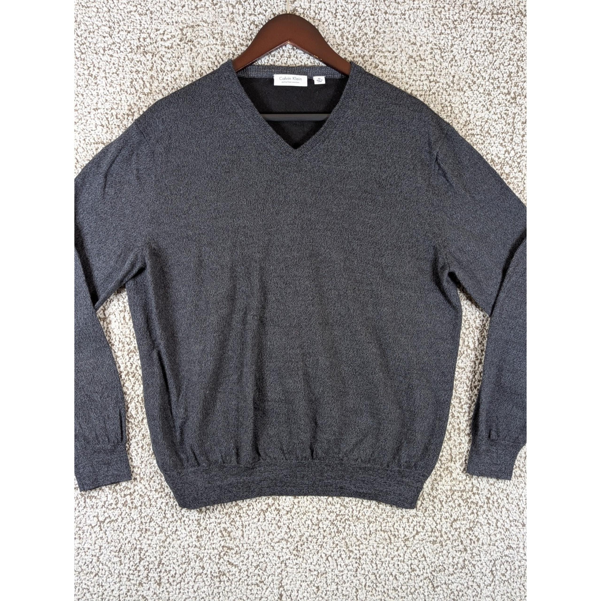 Calvin Klein 100% Extra Fine Merino Wool V Neck Sweater Black Men's XL