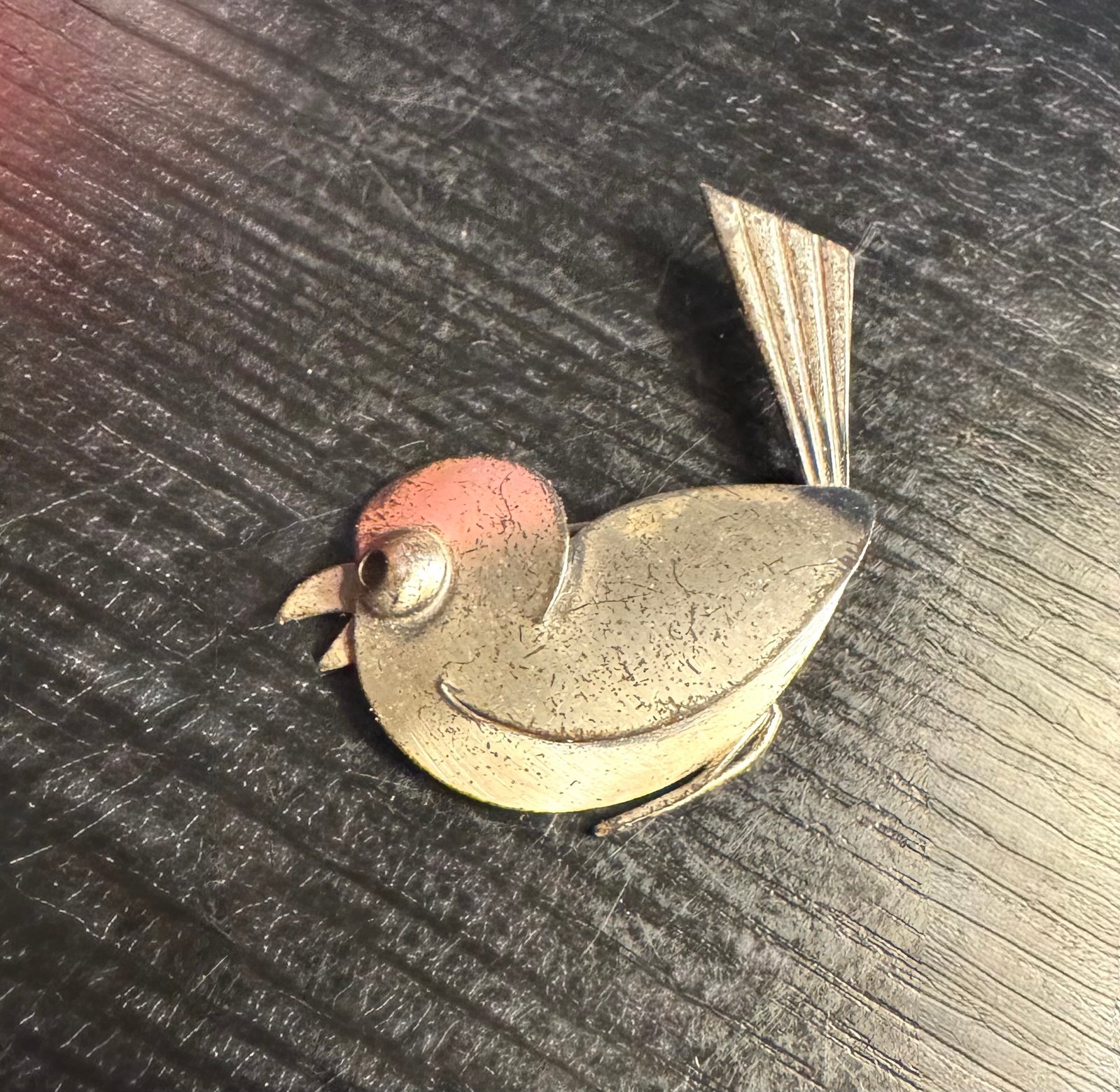Vintage Signed Sterling Beau Detailed Chirping Sparrow Bird Modernist Pin Brooch