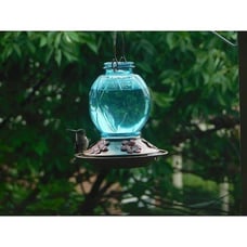 Hummingbird Feeder, 18016P Glass Hummingbird Feeder for Outdoors - Blue
