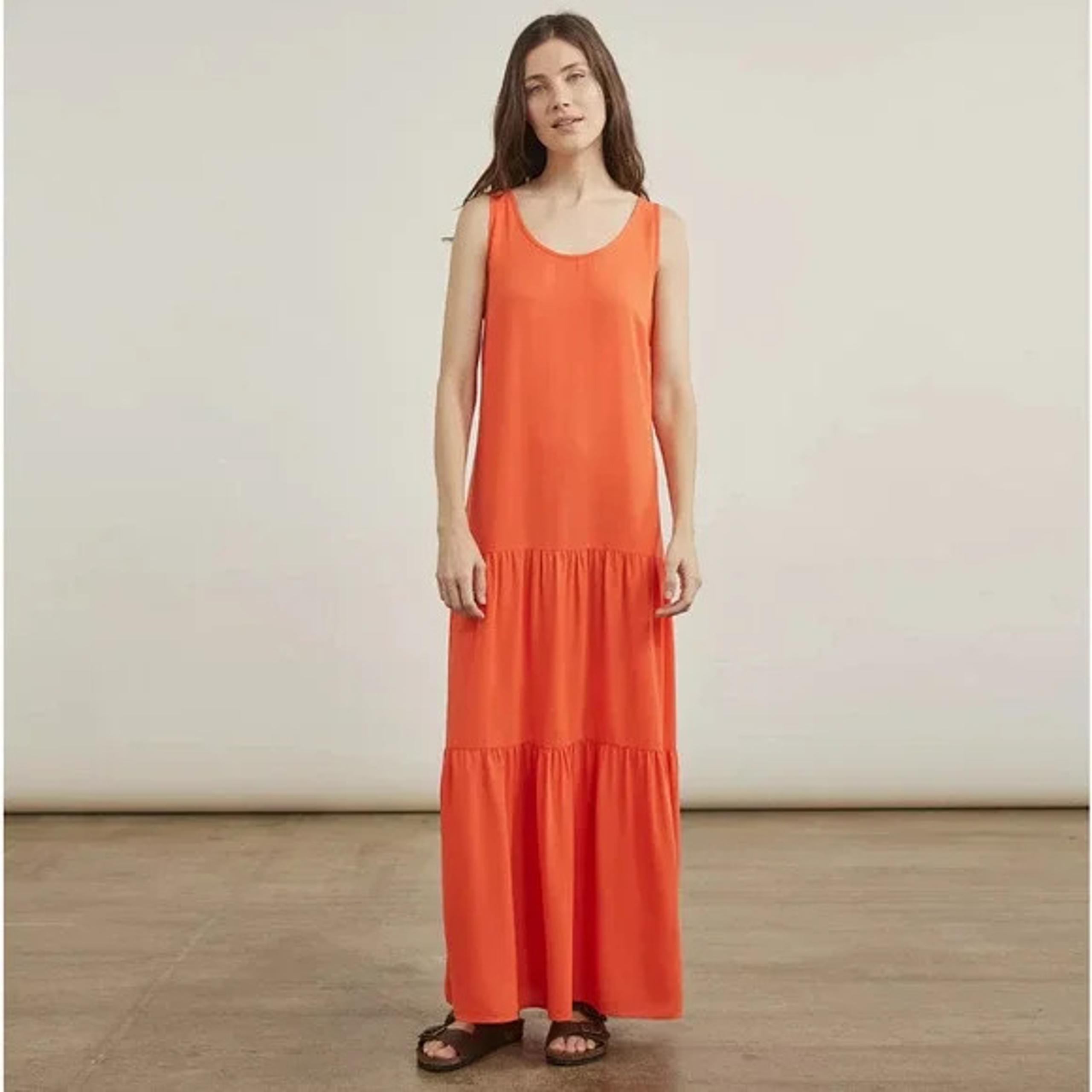 NWT $60 Elizabeth and James Tiered Boho Maxi Dress Sleeveless Orange-Red Sz.XL