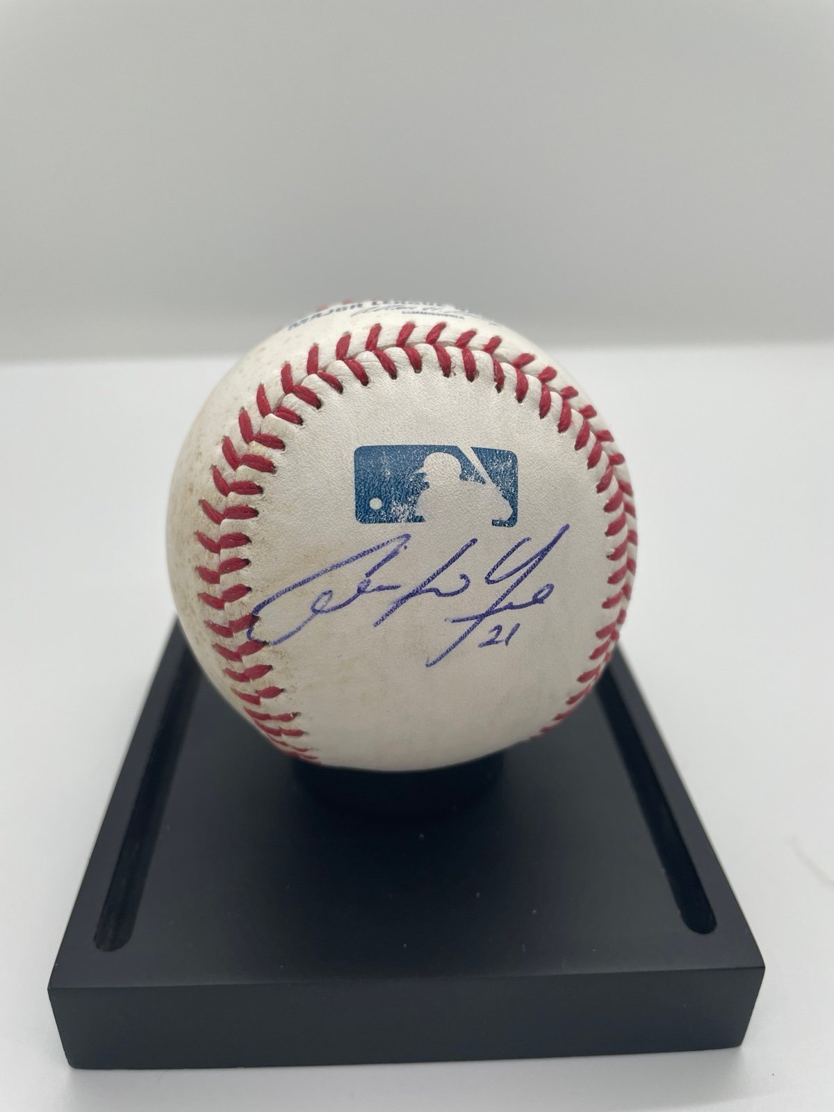 Christian Yelich Signed Rawlings Game Used OML Baseball Brewers MVP