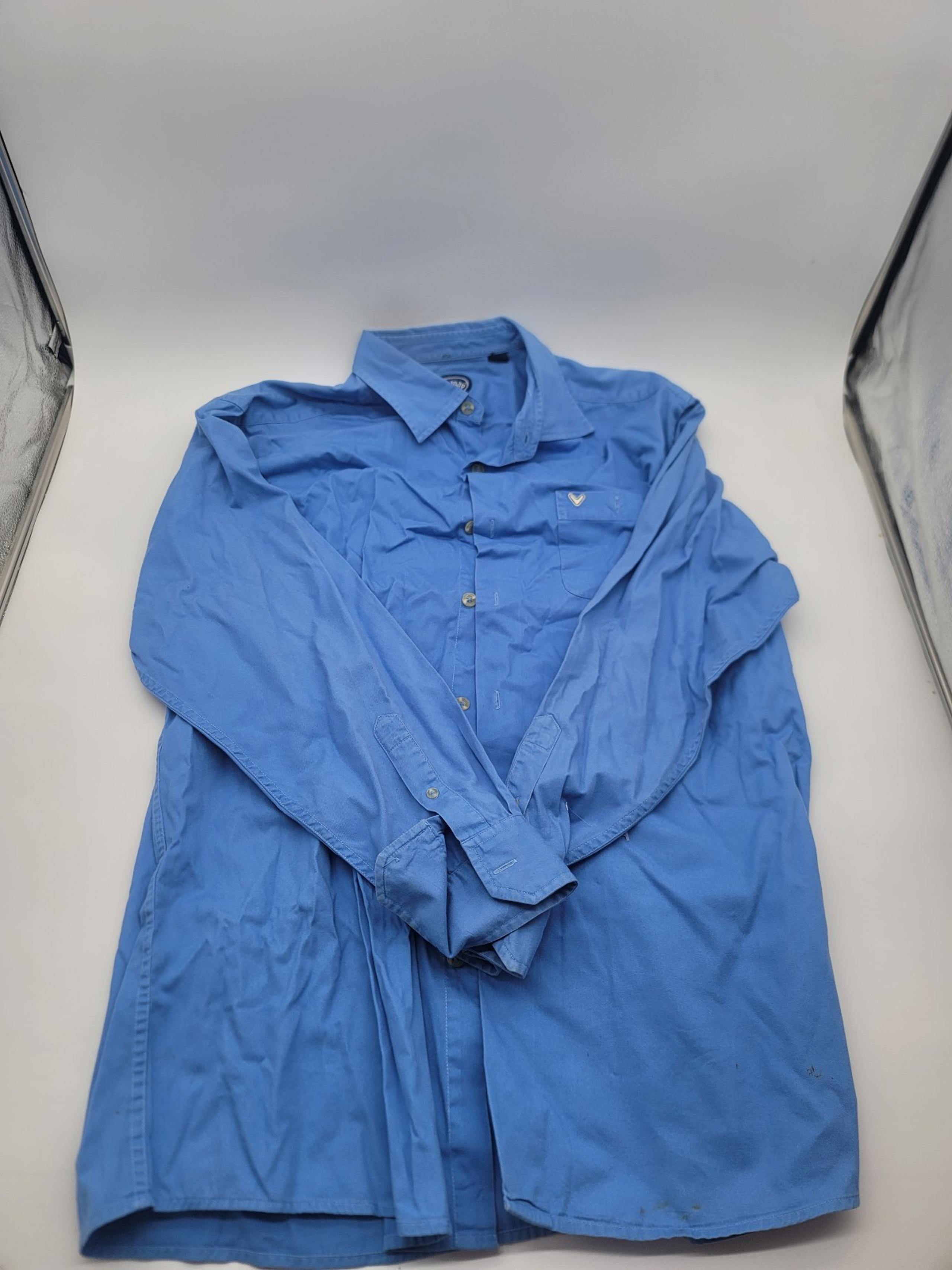 Callaway Mens Button-Up Golf Shirt Blue Long Sleeve Point Collar Pocket Logo XL