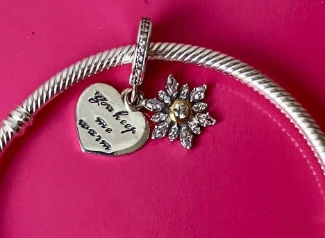 Pandora Snowflake Heart two tone Dangle Charm