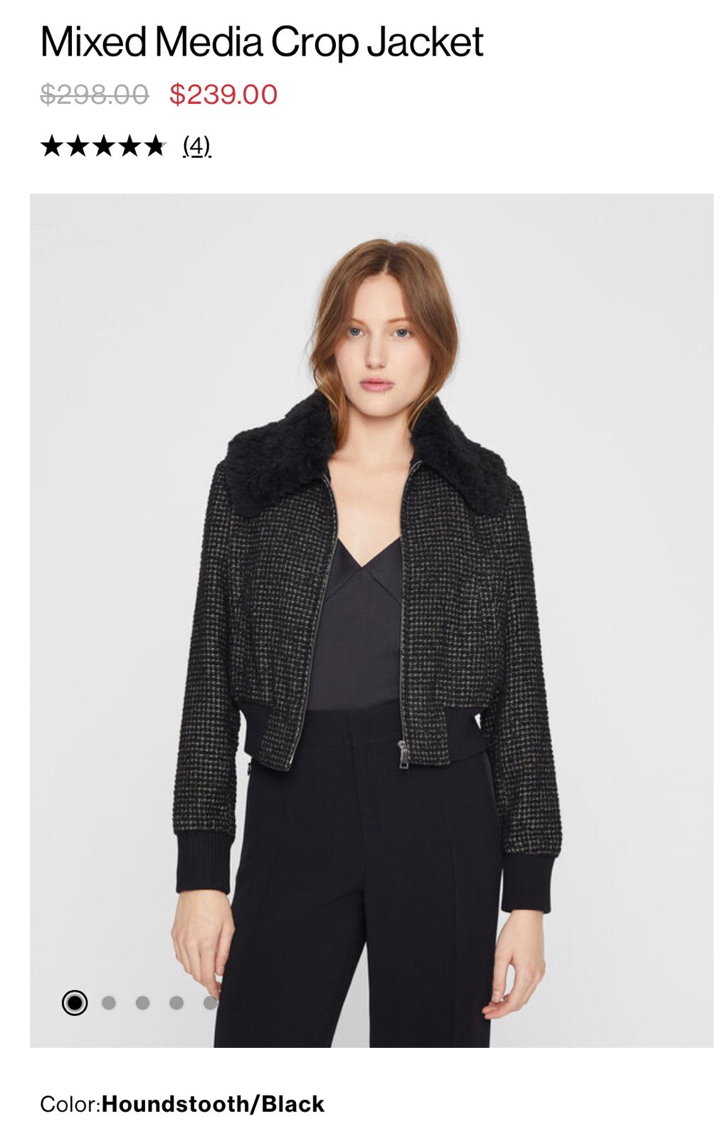 NWT Club Monaco Mixed Media Crop Jacket XL