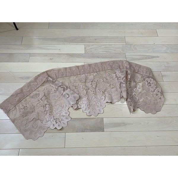Vintage Embroidered Floral Window Curtain Valance Dusty Rose 49” x 16”