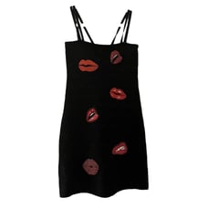Pinko embroidered lips mini dress