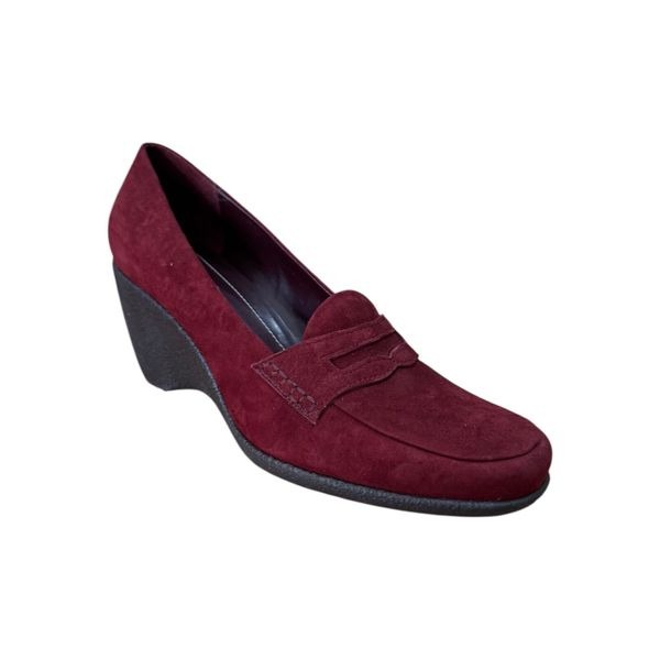Franco Sarto - Burgundy Suede Round Toe Wedge Loafer Women's Size 10M