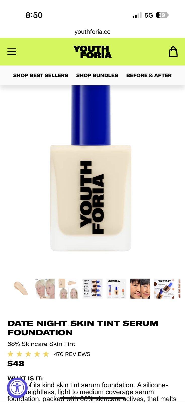 Youth Foria Date Night Skin Tint Serum Foundation bundle of 3, New!