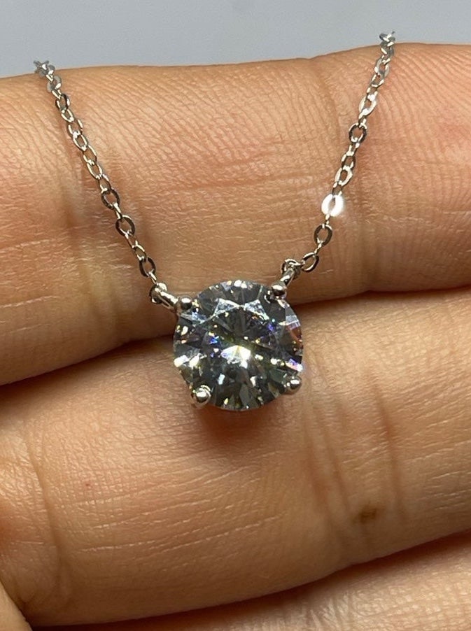 3 Ct Moissanite diamond Necklace adjustable chain 925 Sterling Silver 18-22”