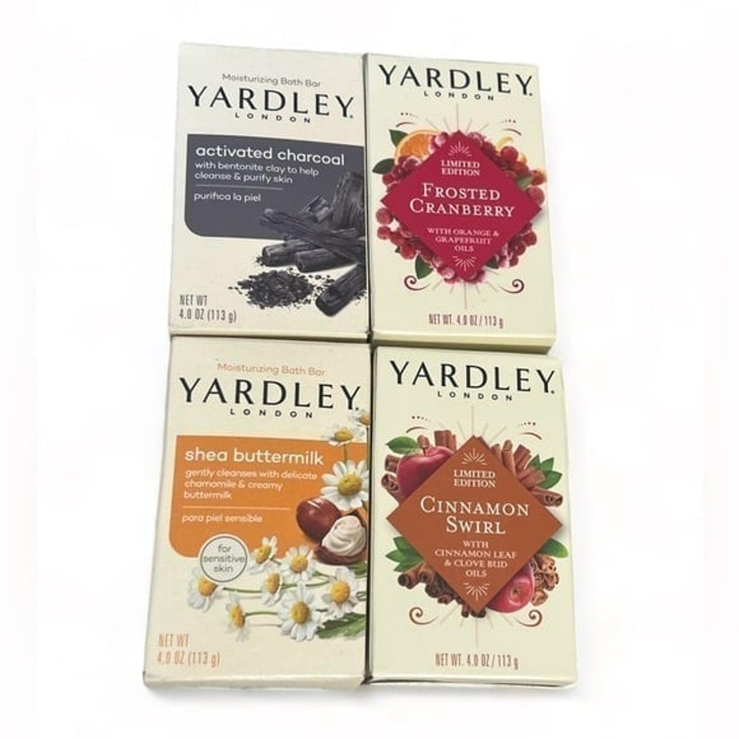 4 Pack Yardley London Bar Soap Limited Cranberry Cinnamon Charcoal Shea Butter