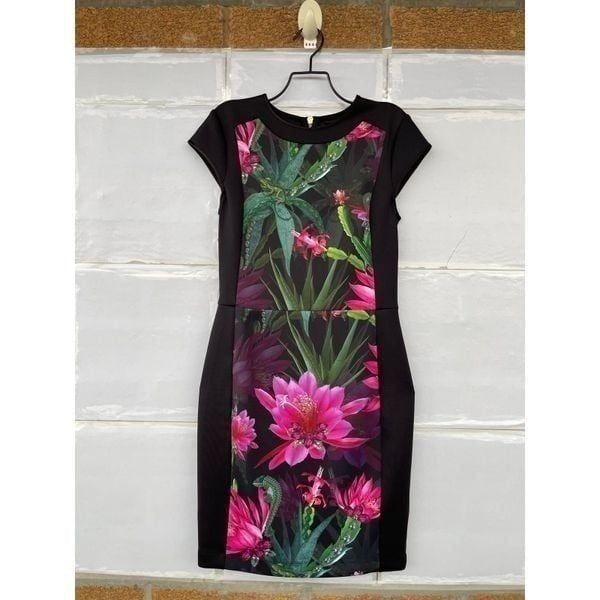 Ted Baker Women Ellika Chameleon Jungle Floral Print Bodycon Dress size 1 small