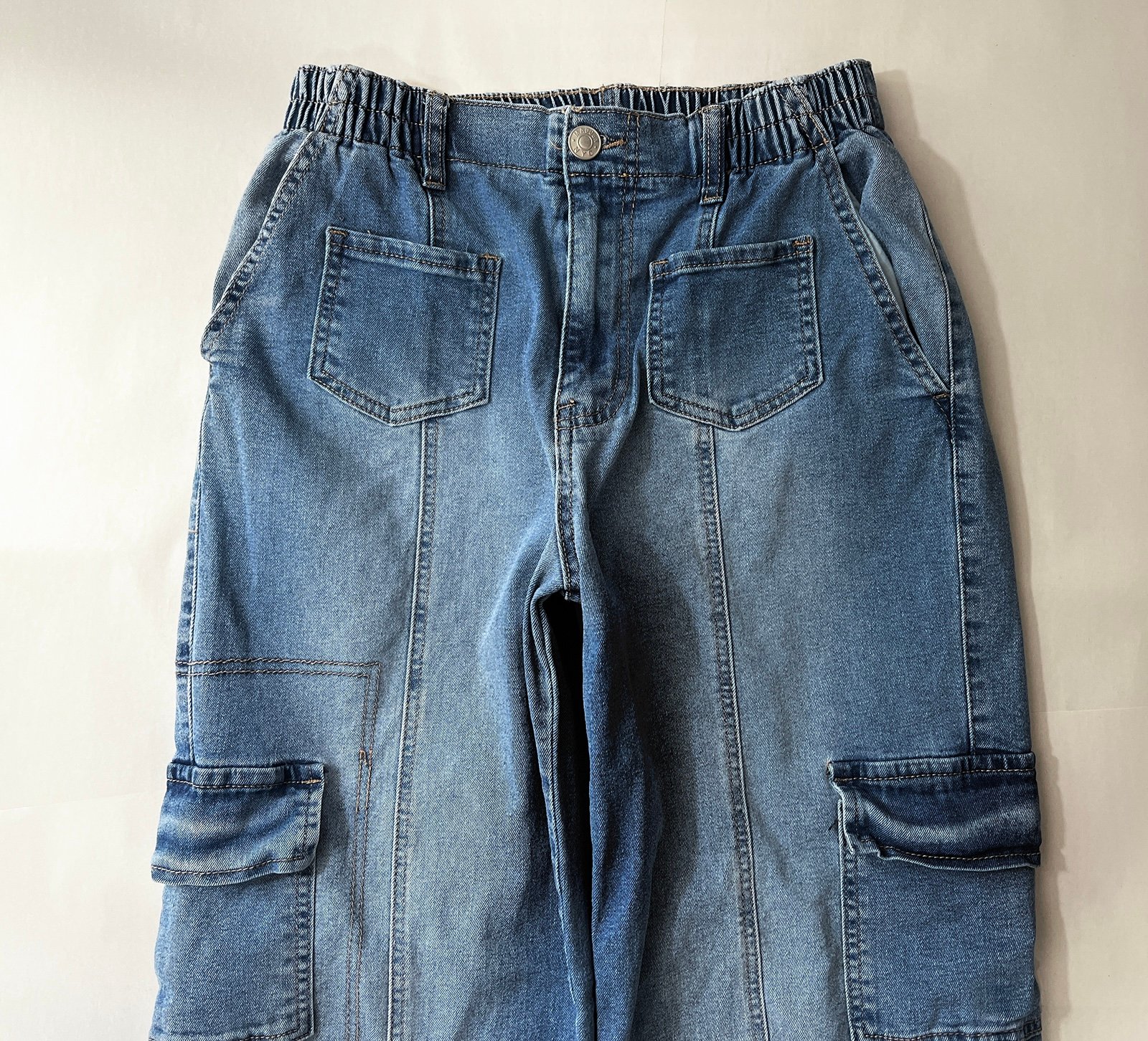 Madden Cargo Jeans size M Wide Skater Punk Baggy Pockets Retro Y2K Blue Denim