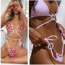 REVOLVE VDM String Bikini Reversible Stripe Art Deco ZIGGY BLAIR Retro Candy SET