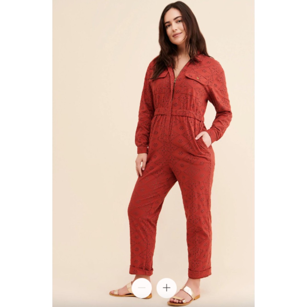 Free People Set The Tone Eyelet Coveralls