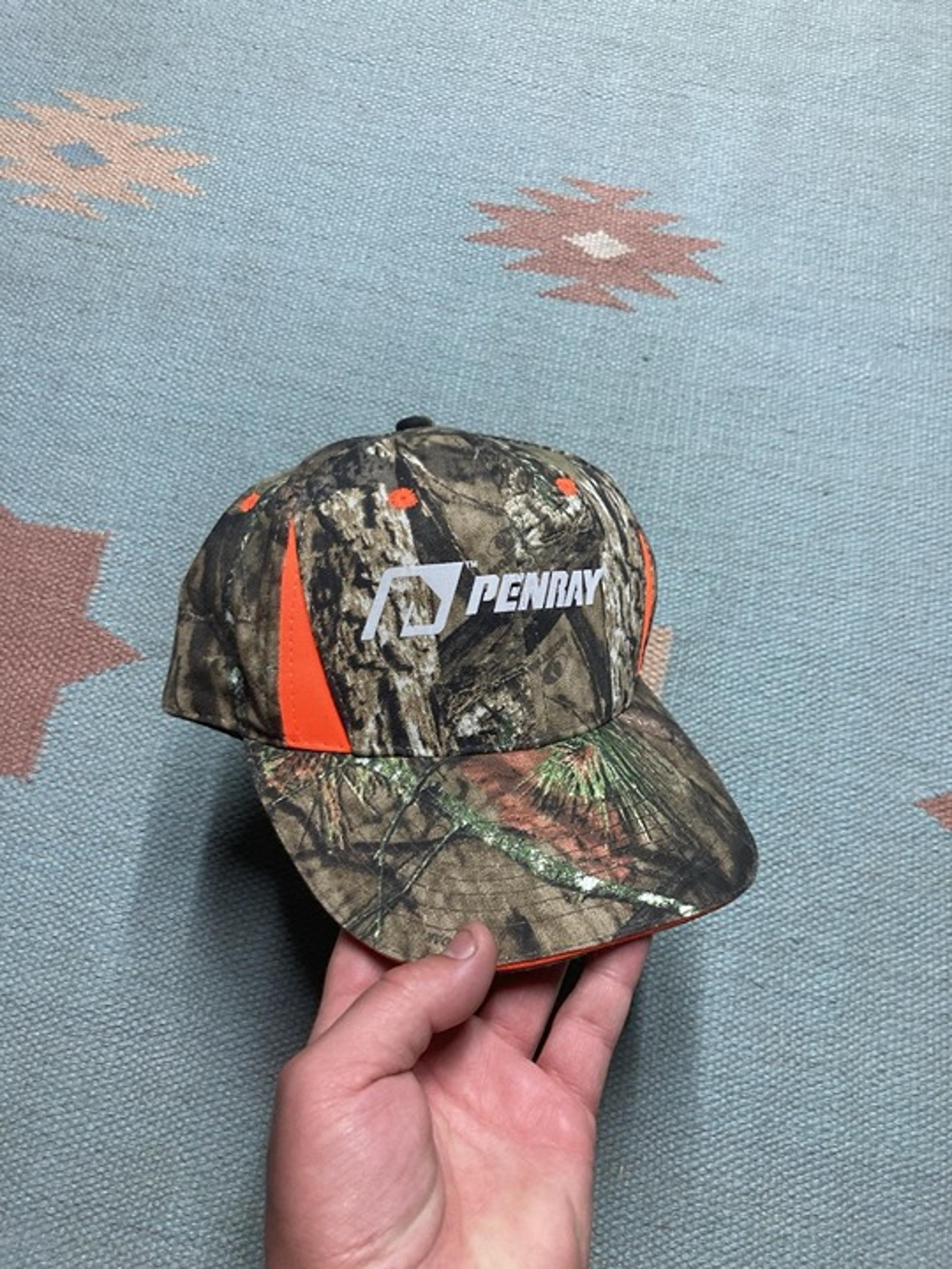 NEW vintage Strapback hat camo cap mossy oak Penray automotive hi vis NWT