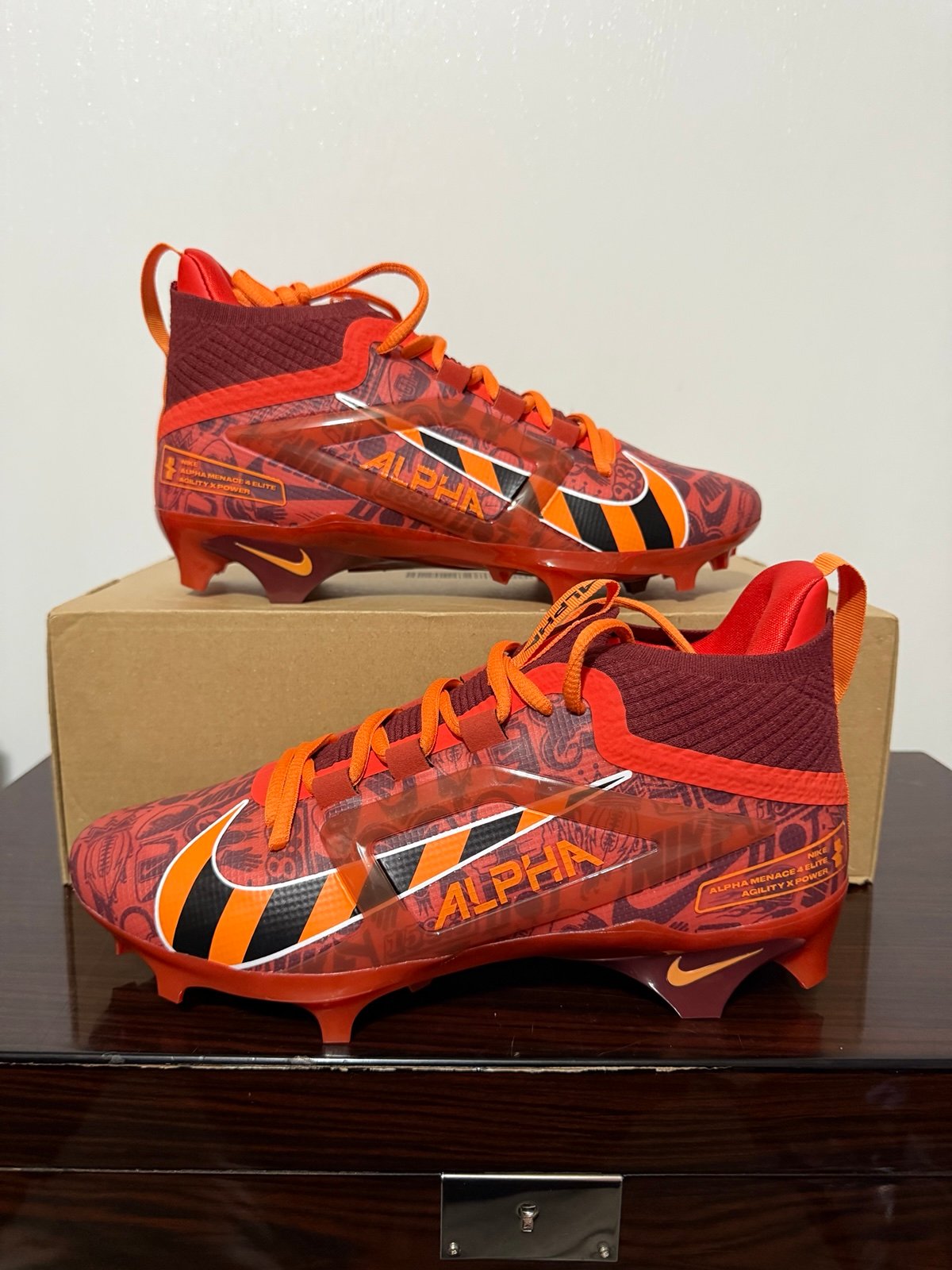 Nike Alpha Menace 4 Elite NRG FQ4046-600 Red Football Cleat Men Size 7.5 Picante