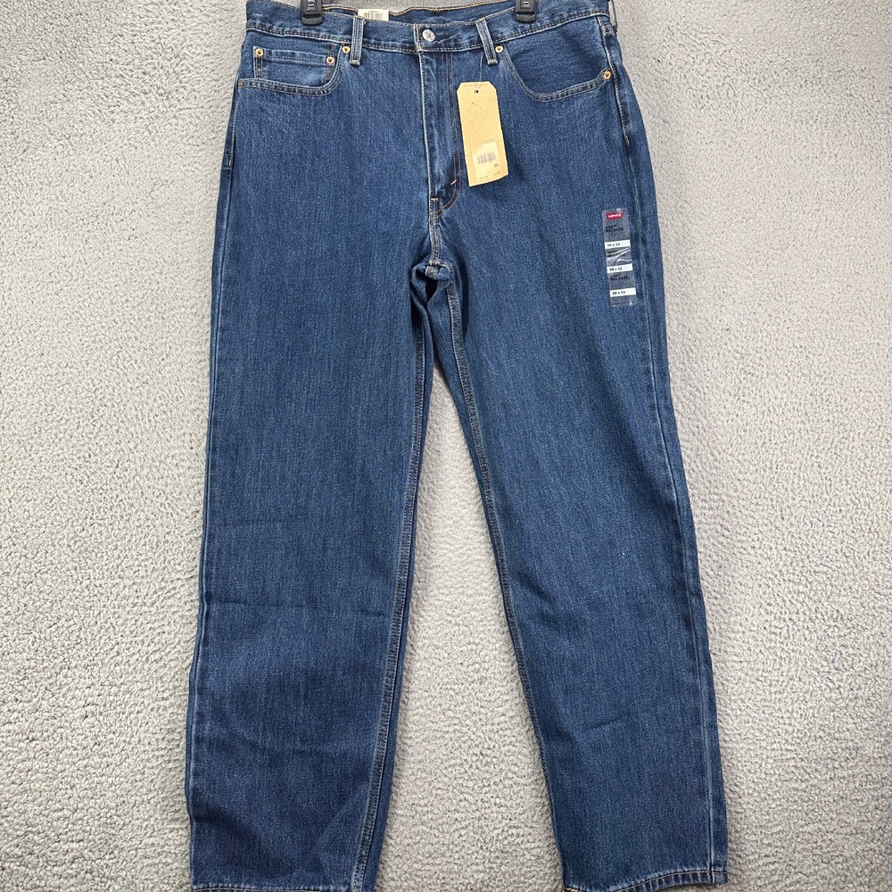 Levis 550 Relaxed Jeans 38X32 Blue Tapered Leg Red Tab 5 Pocket Denim Pants NEW