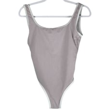 Lainsnow women’s size medium dove gray Ocean Isle One Piece ribbed swimsuit
