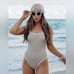 Lainsnow women’s size medium dove gray Ocean Isle One Piece ribbed swimsuit