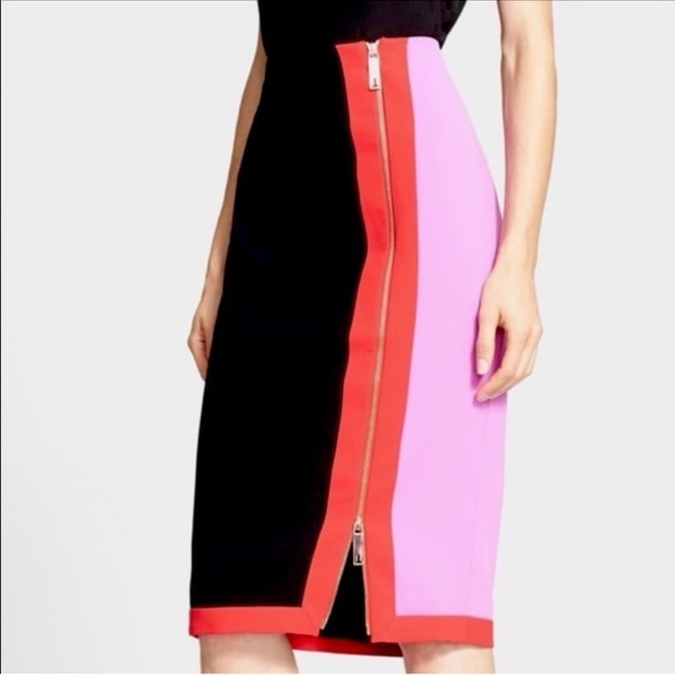 TED BAKER Martya Color Block Zipper Pencil skirt Size 1