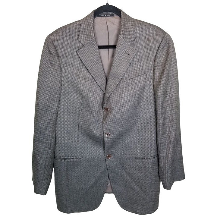 Armani Colezzioni Mens 40R Brown Silk Wool Blend 3-Button Blazer Jacket Italy