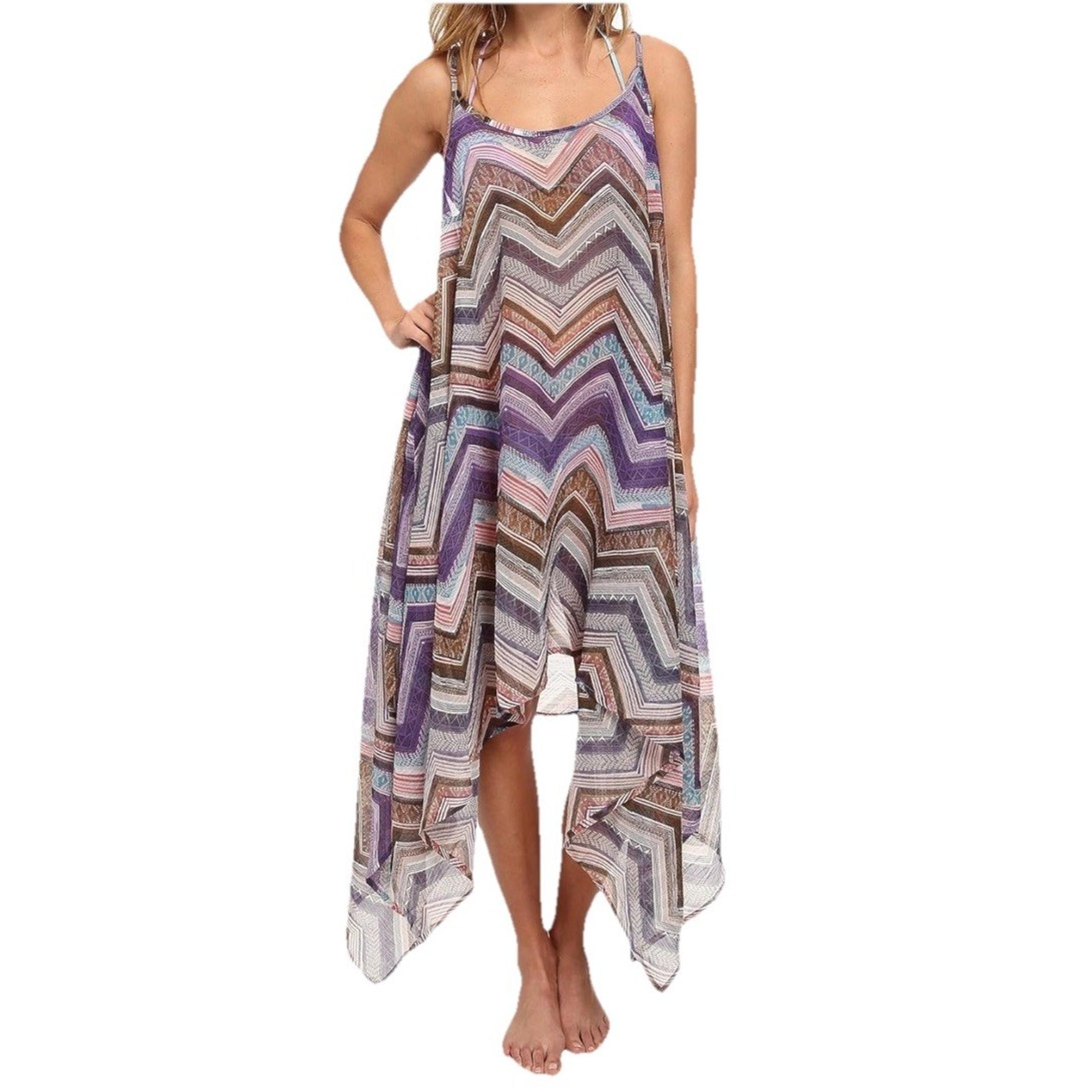 O'Neill Mindy Cover-Up Dress Boho Chevron Handkerchief Hem One Size Swimwear