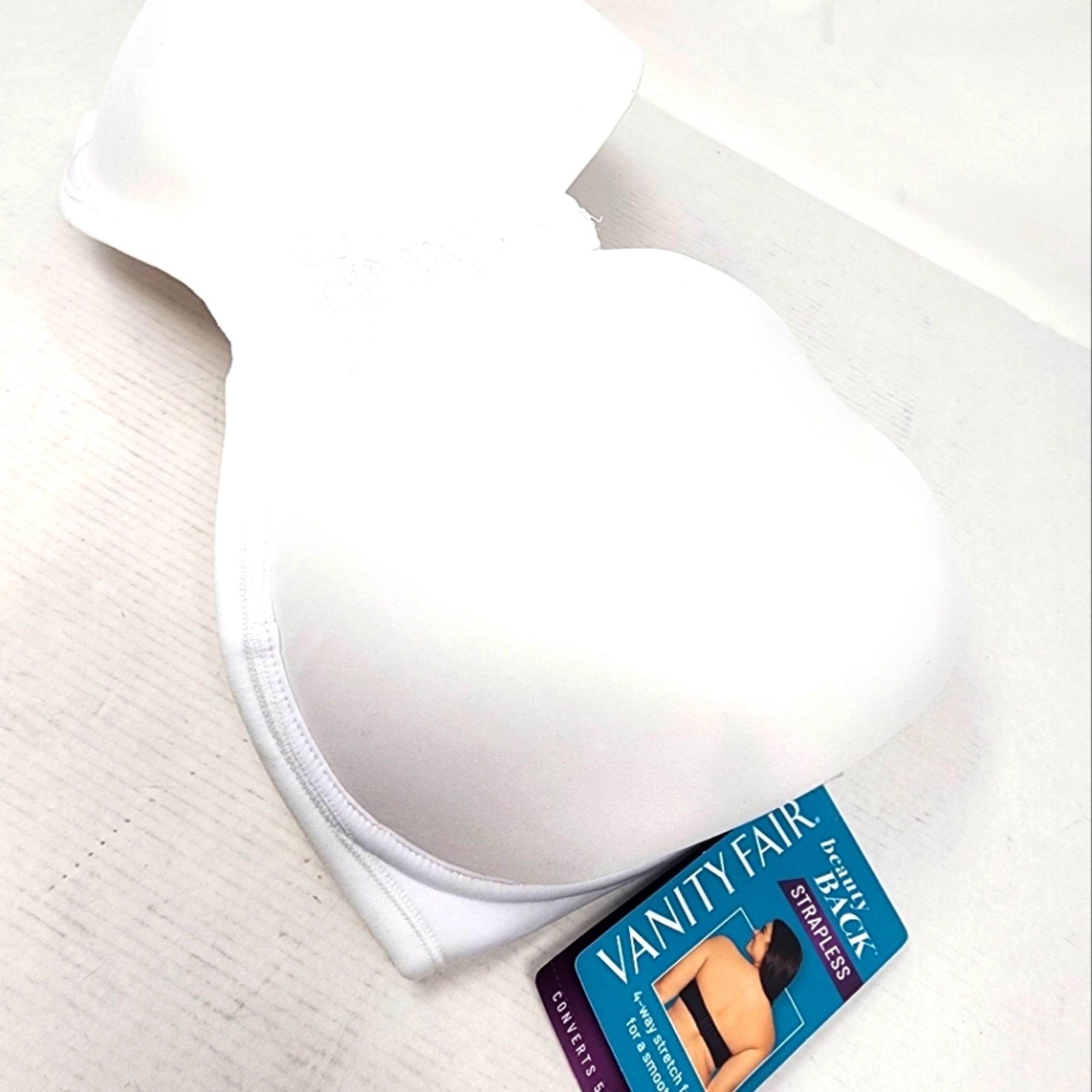 New Vanity Fair White Strapless Bra No Slip Underwire 4 Way Stretch Bra Size 34G