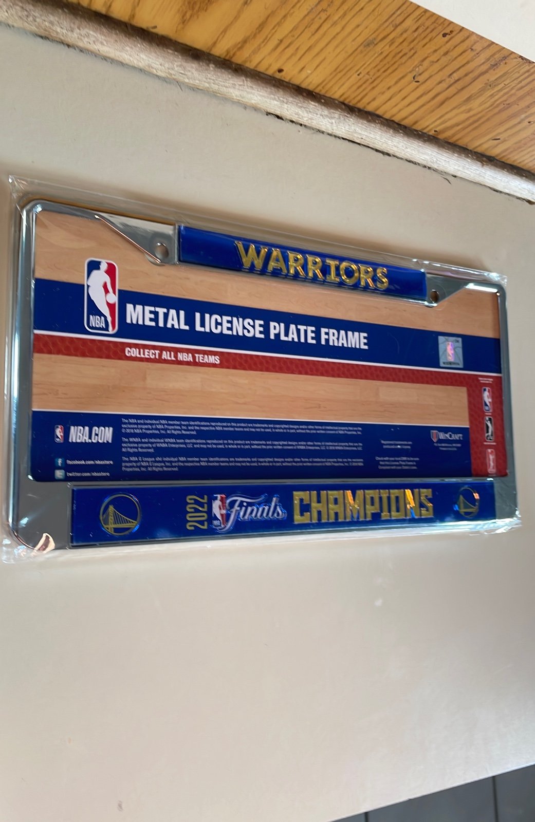 Warriors champions license plate frame chrome