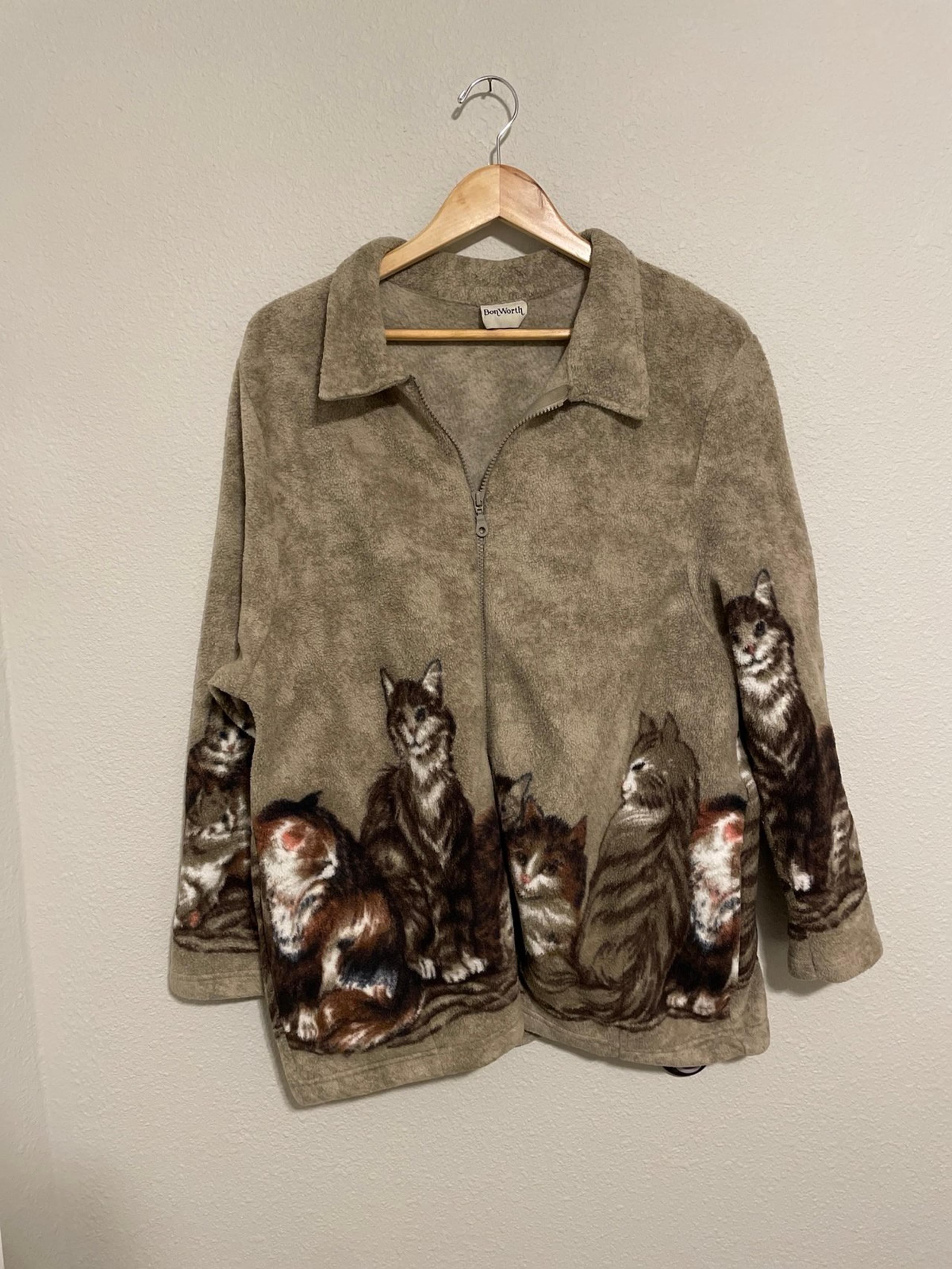 Vintage Cat Fleece Zip Up