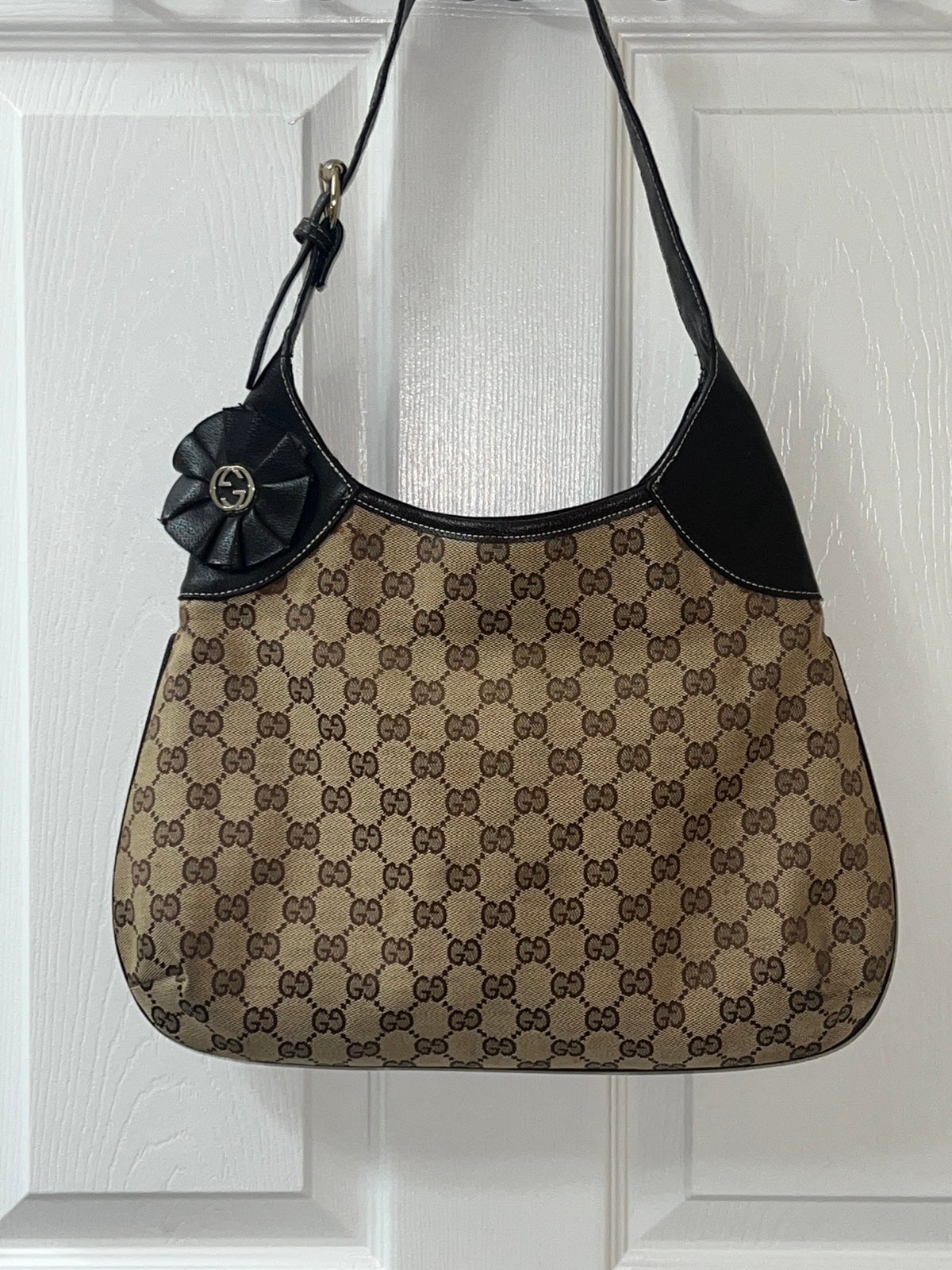Gucci Gucci Beige GG Original Canvas Thin Bow Hobo Bag