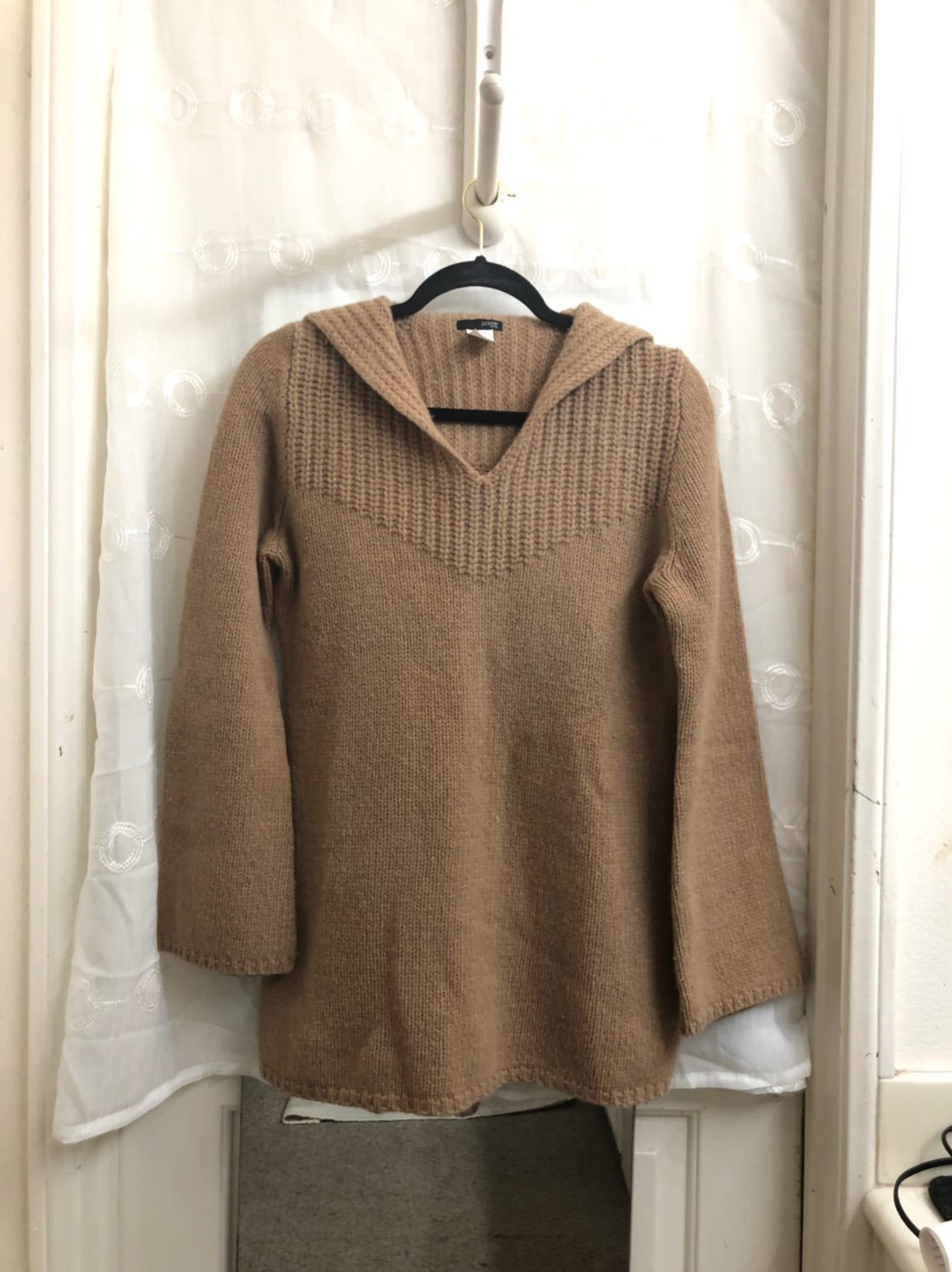 J Crew Tan Hooded Wool Sweater