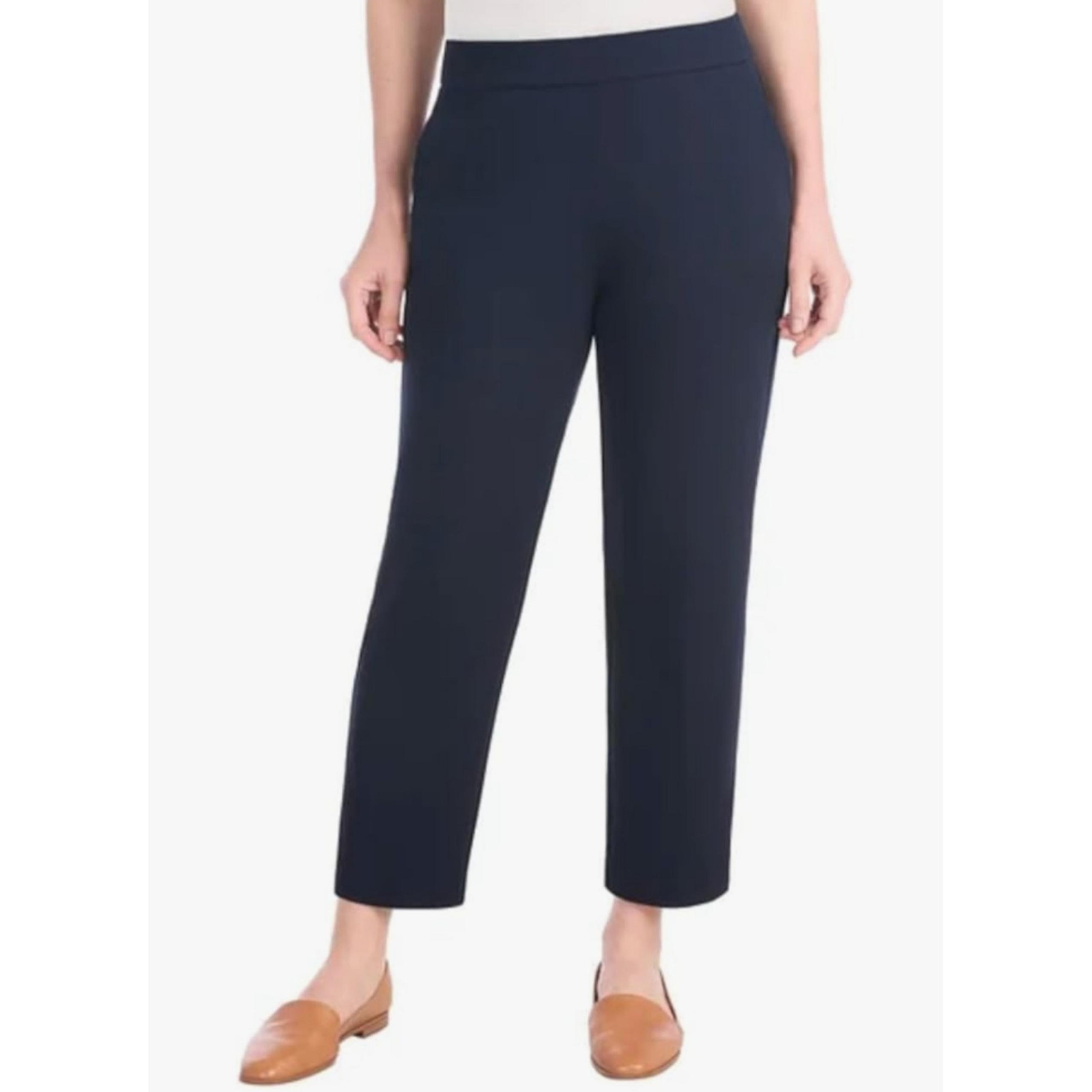 Hilary Radley Women's Pull-On Straight Leg Ankle Length Pants Size XL Navy Blue