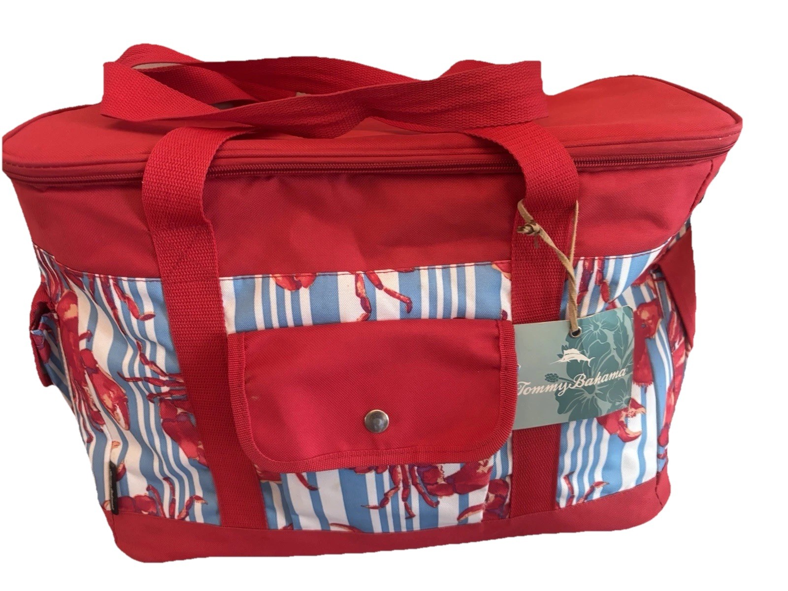 TOMMY BAHAMA Large Insulated Lobster Red, White & Blue Print Really Cute!