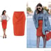 NWOT- CABI Overlay Burnt Orange Midi Pencil Skirt