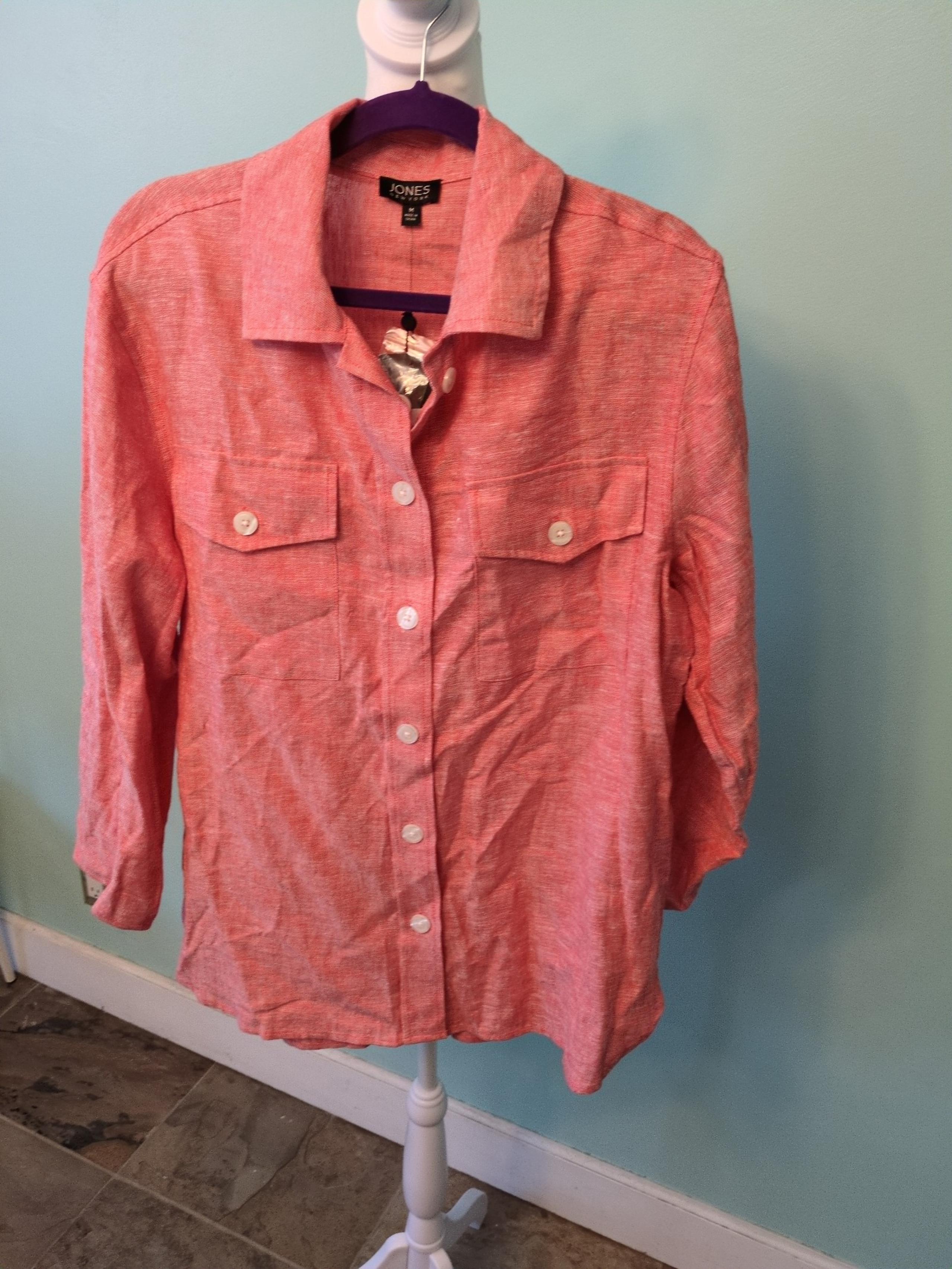 New Jones New York Linen viscose button down shirt
