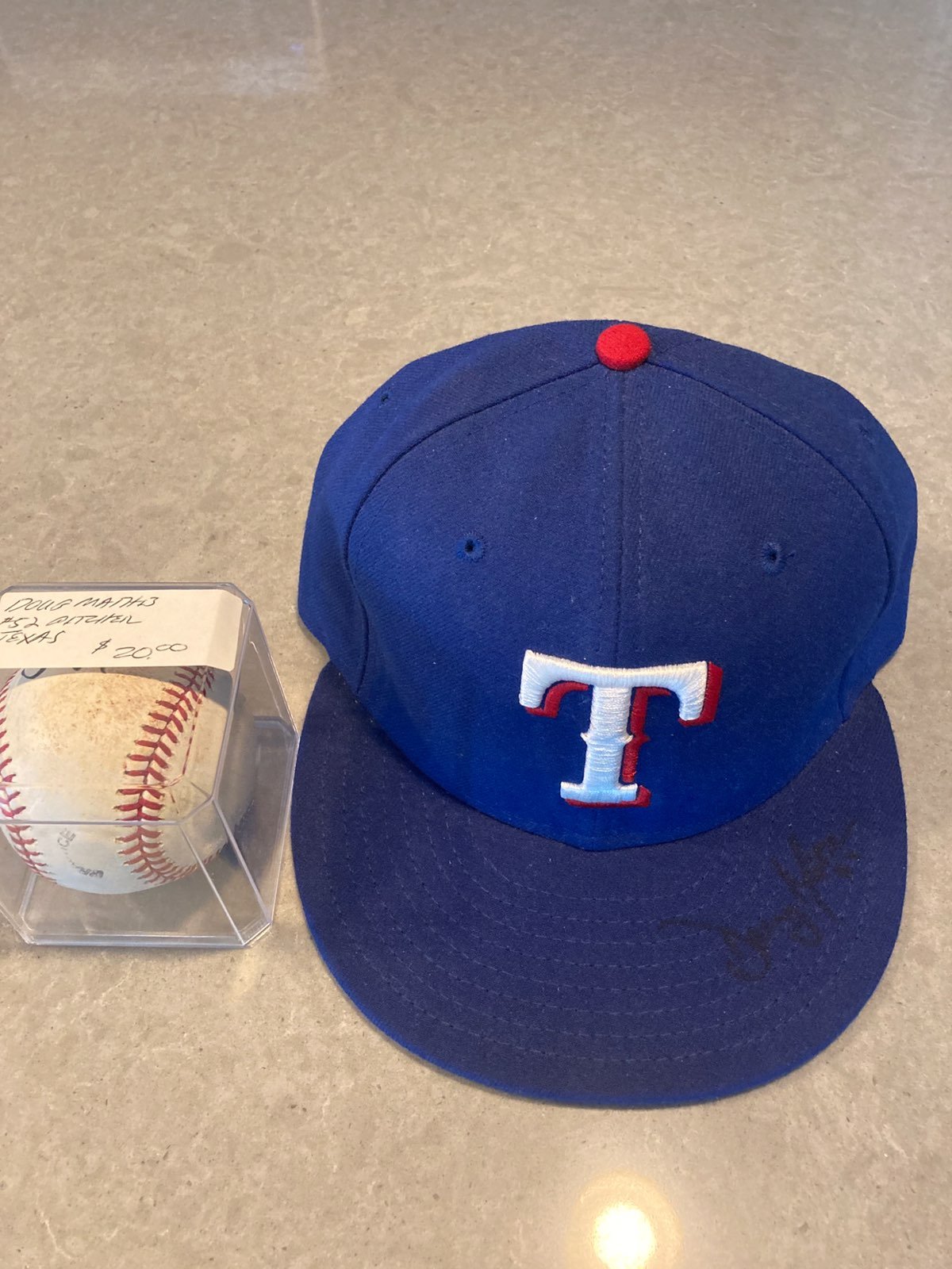 Doug Mathis Rangers Signed Baseball Hat