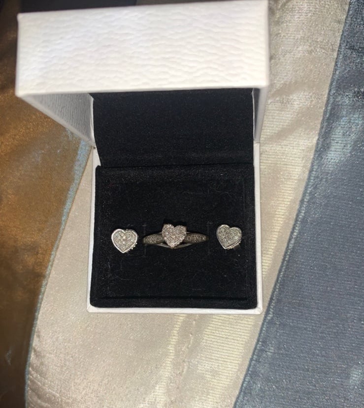 Silver paved heart set