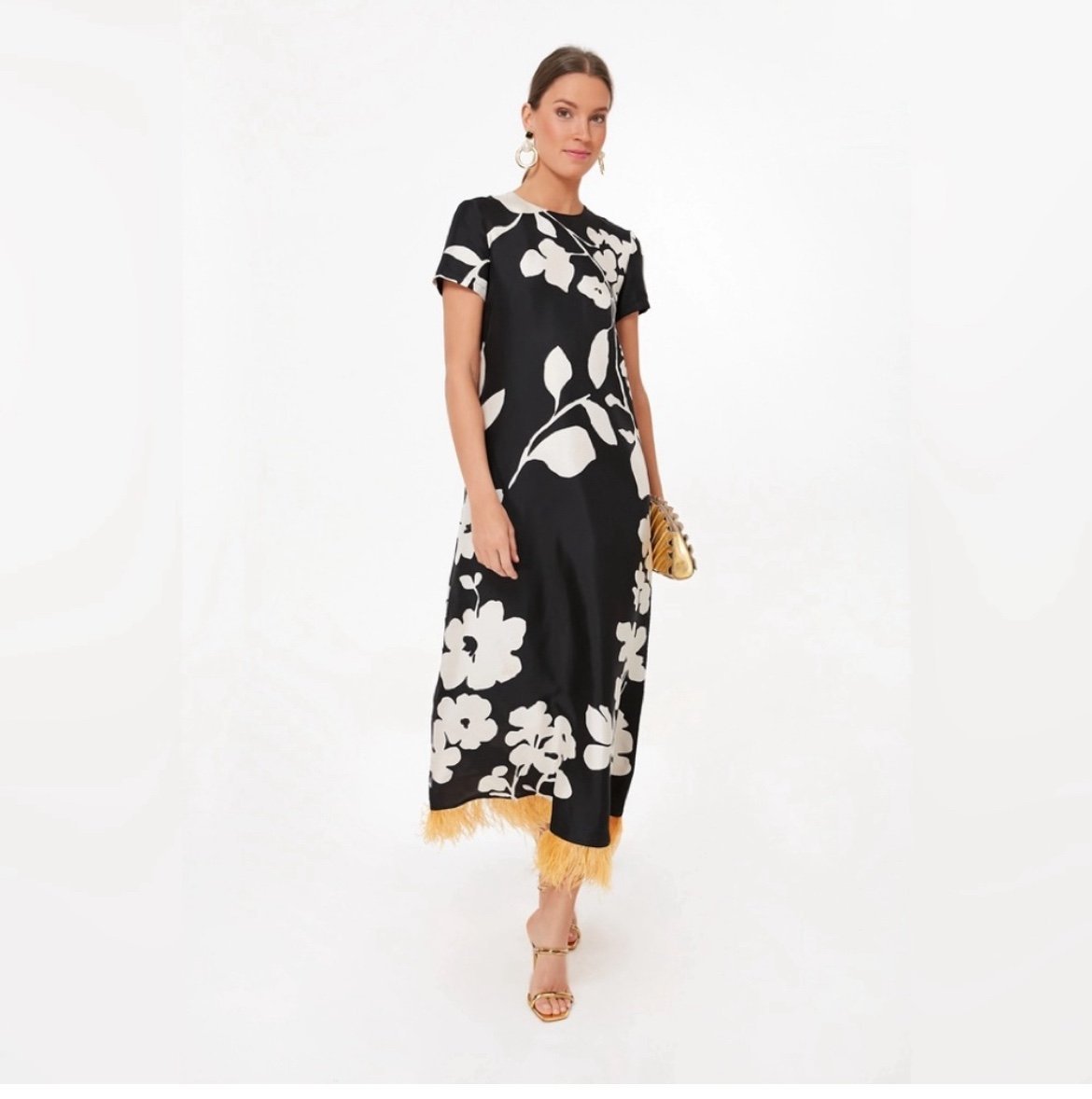 la double j Swing Dress (With Feathers)) Winter Jasmine in Twill Silk NWT XS