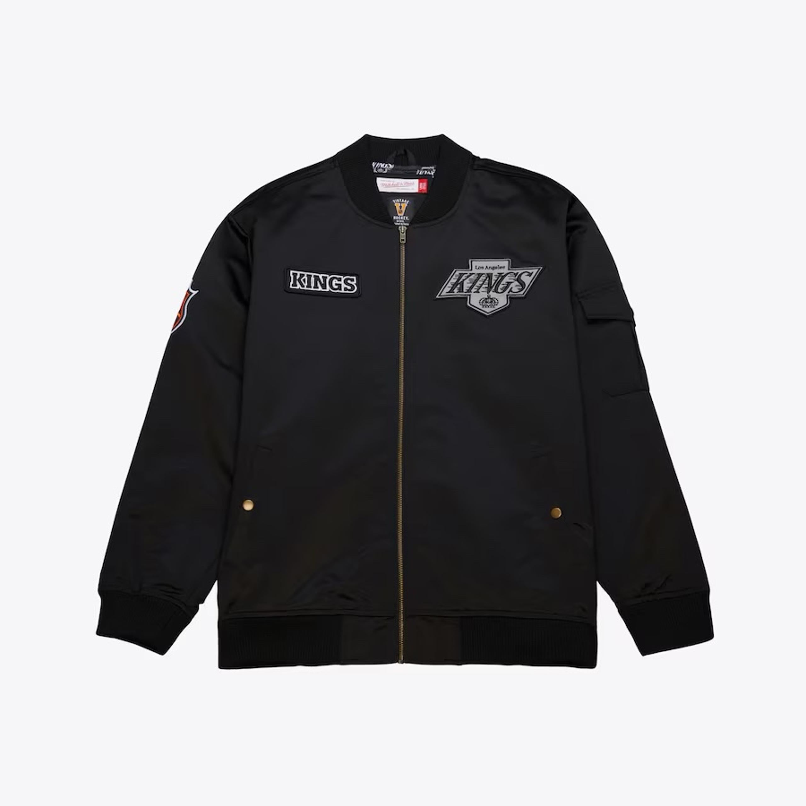 Mitchell and Ness Men's Los Angeles Kings Satin Bomber Vintage Full-Zip Jacket