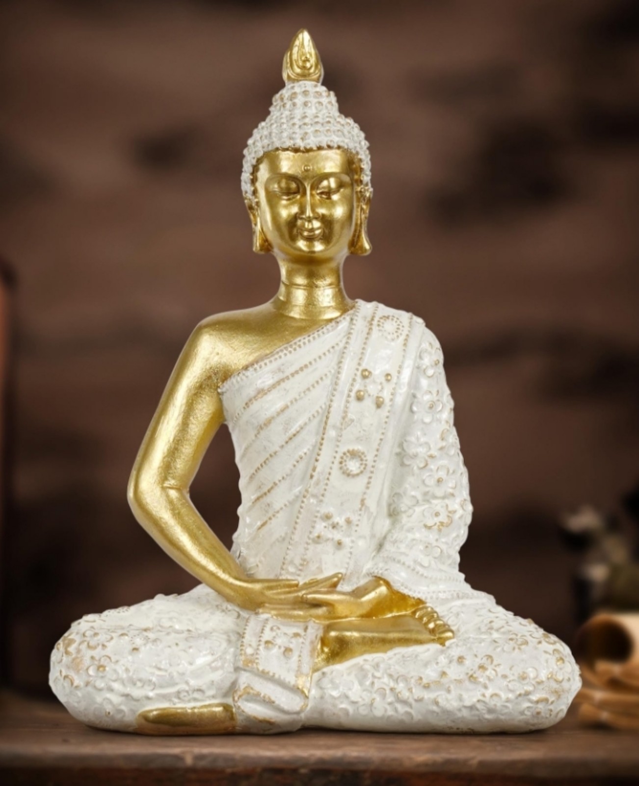 Basvacsh Buddha Statue For Home Decor Gold 8.7”-Buddha Statues For Zen Decor -