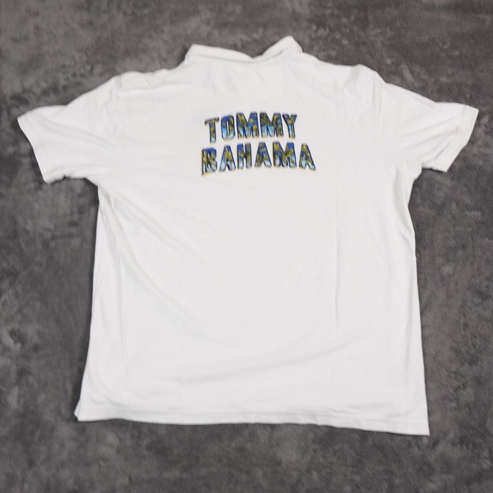 Tommy Bahama Shirt Mens 3XL White Island Zone Big Spellout Polo Palm Coast Logo