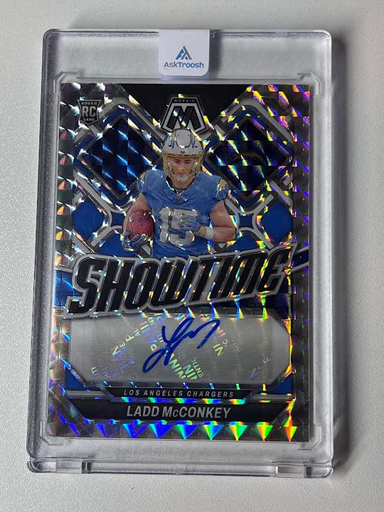 2024 Panini Mosaic - Showtime Signatures Ladd McConkey #RS-LMY (AU, RC)