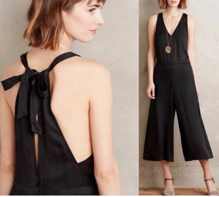 Anthropologie Elevenses Wide Leg Cropped Jumpsuit - size small