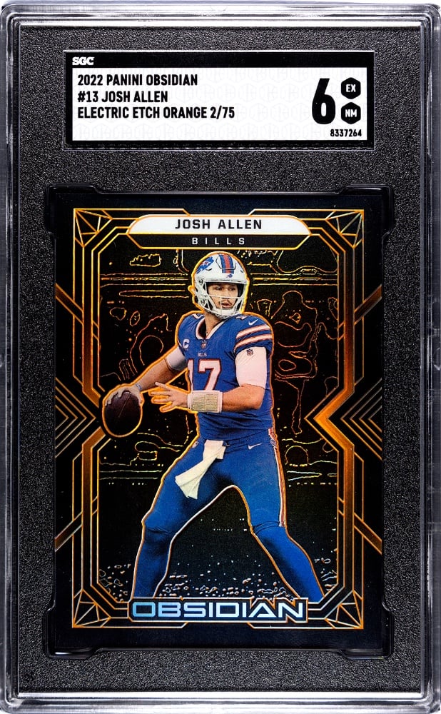 2022 Panini Obsidian - Josh Allen #13 Electric Etch Orange /75. SGC 6